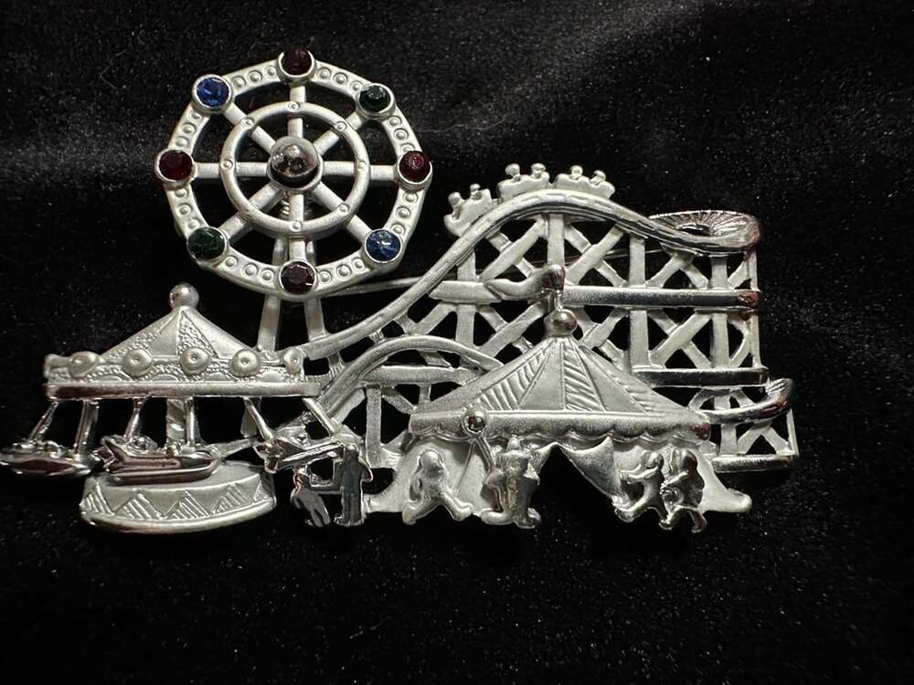 Danecraft Amusement Park Roller Coaster Ferris Wheel Brooch Pin